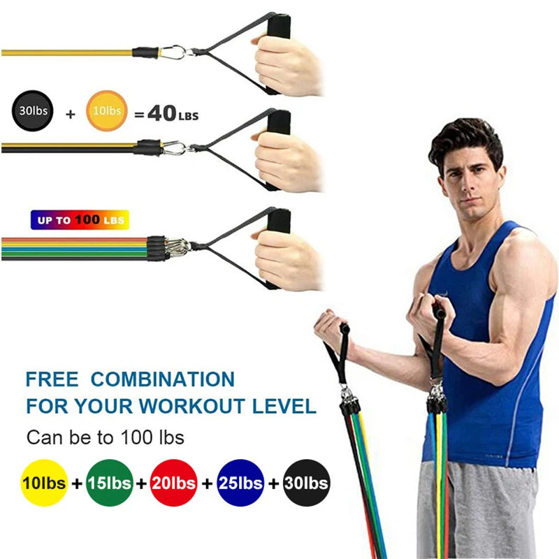 FitBands Pro - 11-teiliges Fitness- und Krafttrainings-Set für Ganzkörper-Workouts