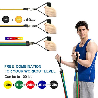 FitBands Pro - 11-teiliges Fitness- und Krafttrainings-Set für Ganzkörper-Workouts